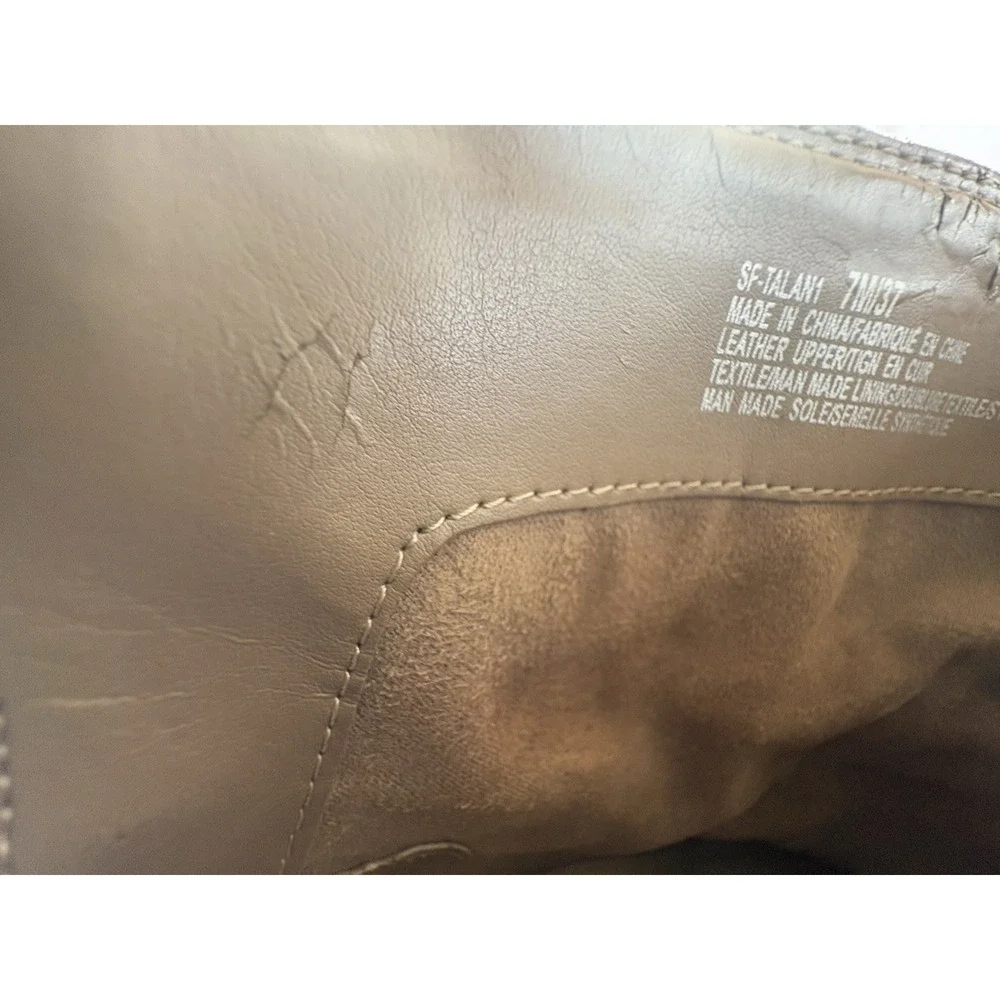Saks Fifth Avenue Tan‎ Suede Ankle Boots Block Heel Pointed Toe Size 7M / 37
